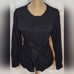 Anthropologie TLa Black Long Sleeve Top with Belt Size S